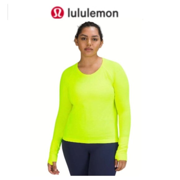 lululemon athletica Tops - Lululemon Swiftly Tech Long Sleeve Shirt Race 2.0 Highlight Yellow Run Top Sz 2